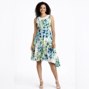 Alex Marie Floral A-Line Dress in Blue & Green 12